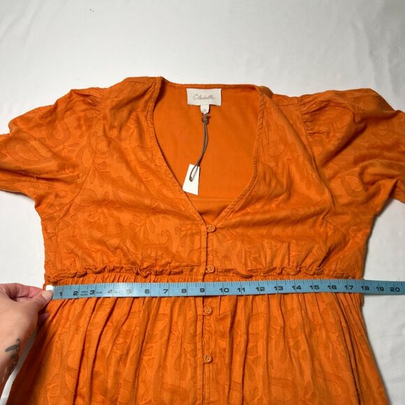 NWT Cleobella Blythe Mini Dress in Bright Orange Floral Jacquard Tiered Boho S - Picture 13 of 16